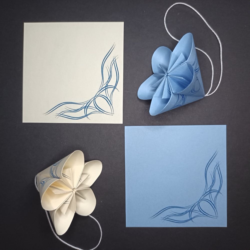 Motivpapier Doppelranke blau