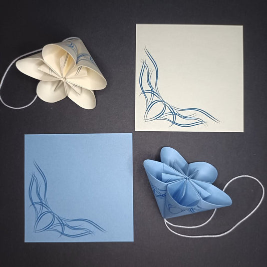 Motivpapier Doppelranke blau